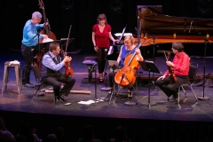ENSEMBLE VIVANT L to R: Jim Vivian, bass, Corey Gemmell, violin; Catherine Wilson, piano; Sybil Shanahan, cello; Norman Hathaway, violin.  Photo by Marion Voysey