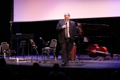Pre-concert, Zsombor Burany, CEO telMAX, addressing the audience.  Photo by Marion Voysey