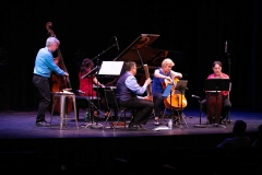 ENSEMBLE VIVANT : L to R: Jim Vivian, bass; Corey Gemmell, violin; Catherine Wilson, piano; Sybil Shanahan, cello; Norman Hathaway, viola.  Photo by Marion Voysey